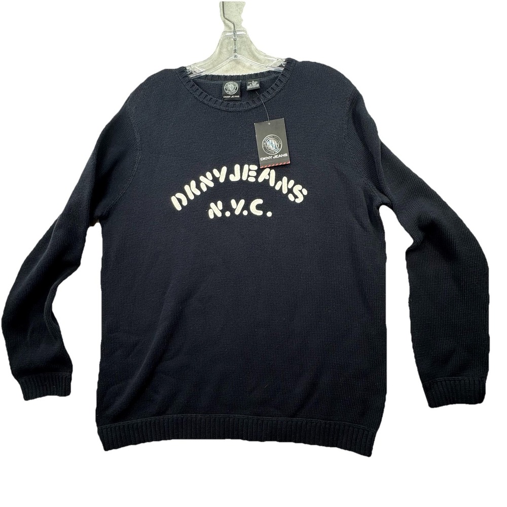 NWT Vintage Y2K DKNY Spell Out Pullover Sweater Womens Size Small NYC Preppy